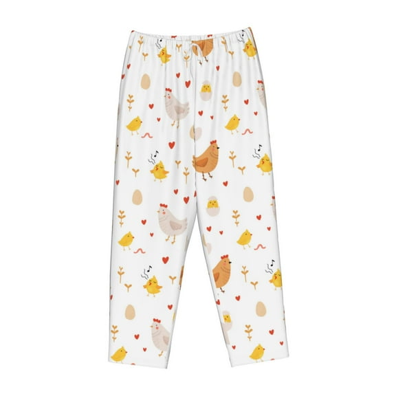 Lsque Funny Chicken Print Women's Pajama Pants, Lounge Pant - Comfortable Home Wear,Elastic Waistband, Stylish Design-Large