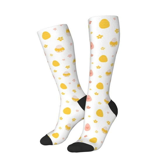 Lsque Funny Chicken Printed Crew Socks Men's Women's LightWeight Thin Casual Calf Socks ,Knee High Socks,Cotton Socks
