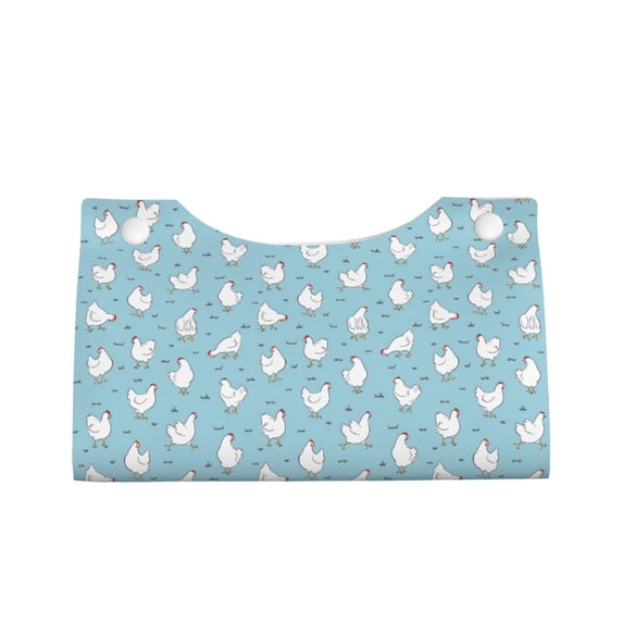 Lsque Funny Chicken Printed Long Tissue Box Cover Holder, Facial Paper Organizer Dispenser,Triangle with Bottom Belt, PVC Leather Decorative Organizer