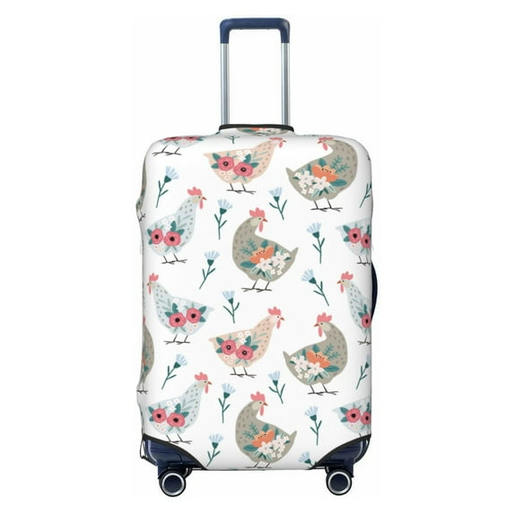 Lsque Funny Chicken Printed Luggage Cover, Travel Luggage Protector,Scratch and Dirt Resistant, Fits 18-32 Inch Luggage - Large