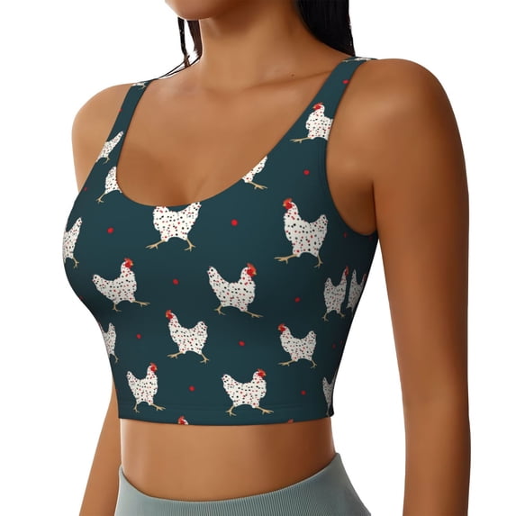 Lsque Funny Chicken Printed Women'S Sports Bra, Compression, Moisture Wicking, High-Impact Sports Bra For Women,Supportive sports bra-XX-Large