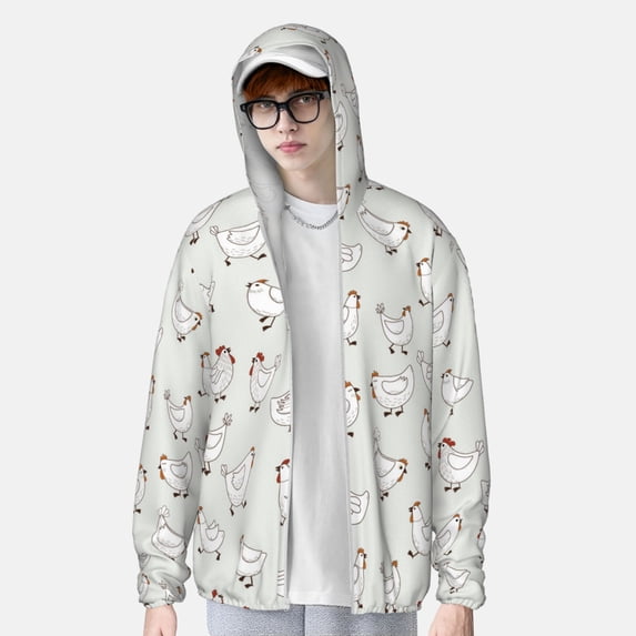 Lsque Funny Chicken UPF 50+ Lightweight Sun Protection Men's Women's Long Sleeve Shirt, Hoodie Performance -Medium