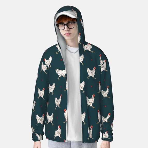 Lsque Funny Chicken UPF 50+ Lightweight Sun Protection Men's Women's Long Sleeve Shirt, Hoodie Performance -Small
