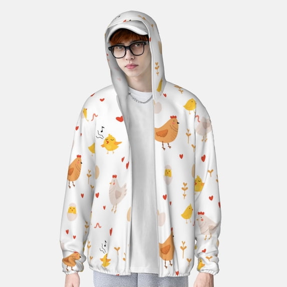 Lsque Funny Chicken UPF 50+ Lightweight Sun Protection Men's Women's Long Sleeve Shirt, Hoodie Performance -Small