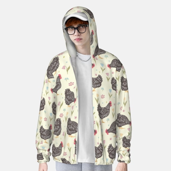 Lsque Funny Chicken UPF 50+ Lightweight Sun Protection Men's Women's Long Sleeve Shirt, Hoodie Performance -X-Large