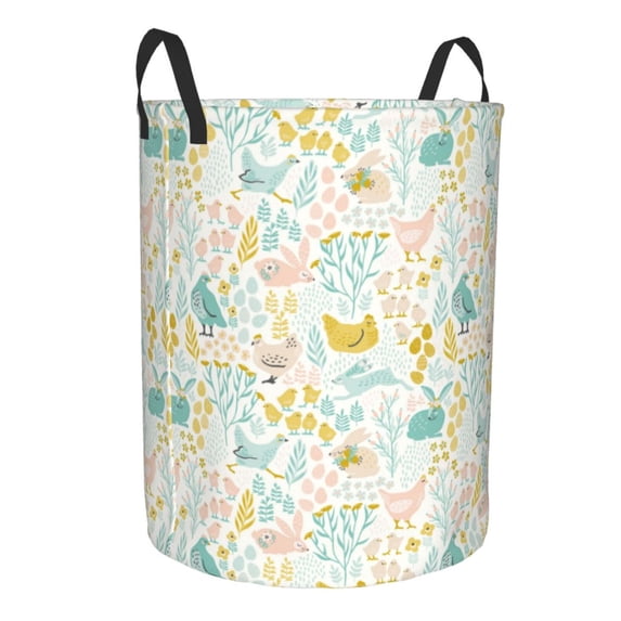 Lsque Funny Chicken pattern Laundry Hamper Basket, Tall Woven Rope Hamper Basket for Clothes, Lightweight Storage Basket, Collapsible Waterproof-Medium