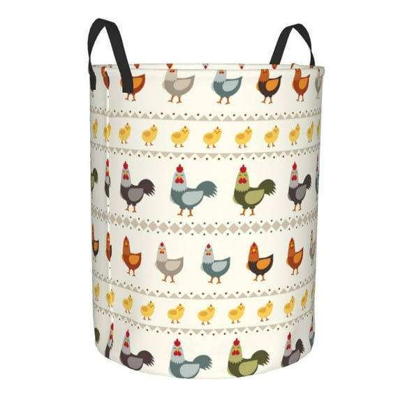 Lsque Funny Chicken pattern Laundry Hamper Basket, Tall Woven Rope Hamper Basket for Clothes, Lightweight Storage Basket, Collapsible Waterproof-Medium