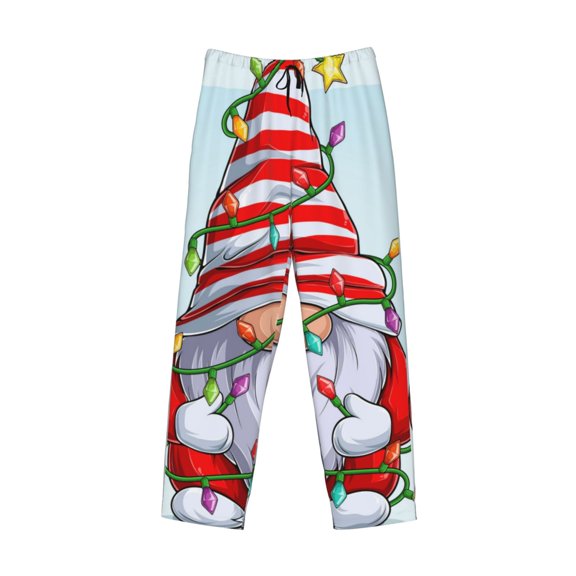 Lsque Funny Christmas Gnome Print Men's Pajama Pants, Lounge Pant - Comfortable Home Wear,Elastic Waistband, Stylish Design-Medium