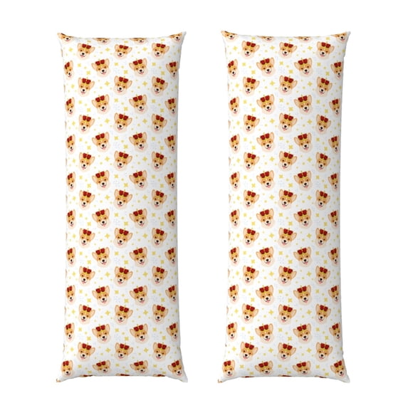 Lsque Funny Corgi Body Pillow Case Cover,Ultra-Soft Microfiber Bed Pillow Cases 20x54 inches,Elegant Bedding,Breathable Durable Pillow Cover with Envelope Closure