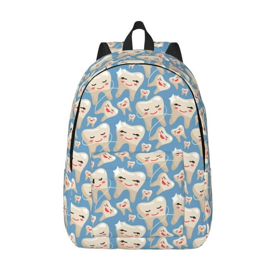 Lsque Funny Cute Healthy Teeth Pattern Canvas Daypack, Durable Backpack, High-quality Versatile Backpack,Vintage Compact Backpack-Small