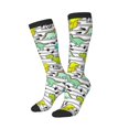 thumbnail image 1 of Lsque Funny Dinosaurs on Stripes Printed Crew Socks Men's Women's LightWeight Thin Casual Calf Socks ,Knee High Socks,Cotton Socks, 1 of 9