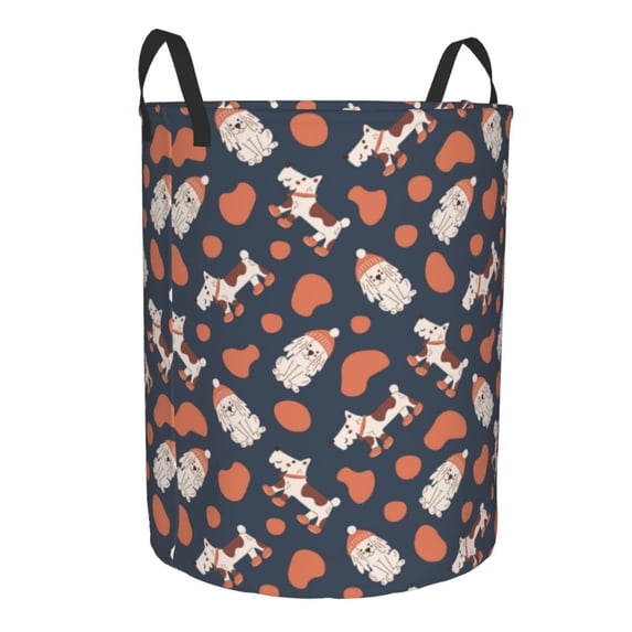 Lsque Funny Dogs pattern Laundry Hamper Basket, Tall Woven Rope Hamper Basket for Clothes, Lightweight Storage Basket, Collapsible Waterproof-Small