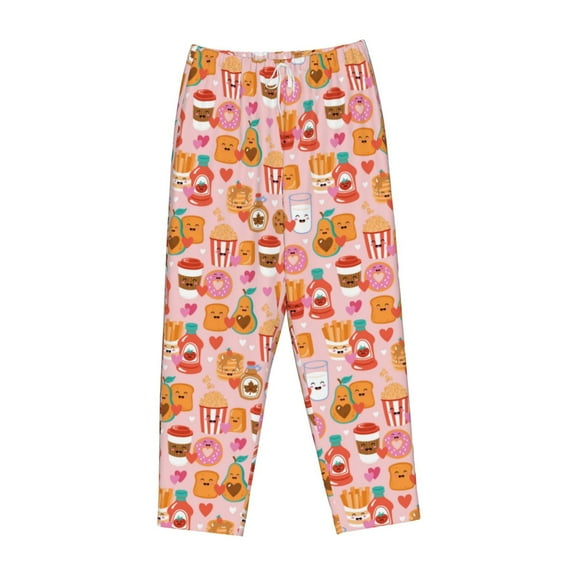 Lsque Funny Food Print Women's Pajama Pants, Lounge Pant - Comfortable Home Wear,Elastic Waistband, Stylish Design-Medium