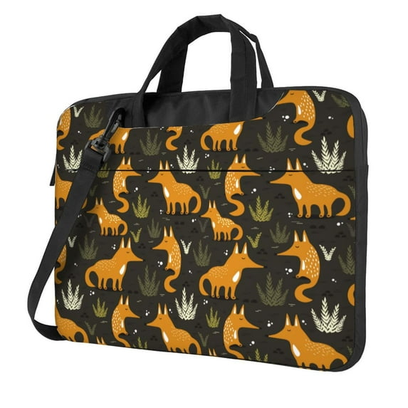 Lsque Funny Fox by the Field Pattern Laptop Bag – Portable & Slim Single-Shoulder Computer Case with Adjustable Strap, Protective, Lightweight for 13”/14”/15.6” Laptops