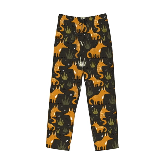 Lsque Funny Fox by the Field Print Men's Pajama Pants, Lounge Pant - Comfortable Home Wear,Elastic Waistband, Stylish Design-Medium