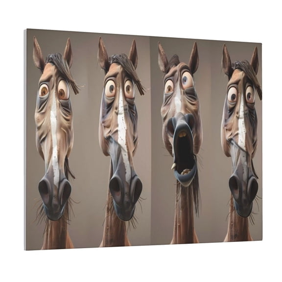 Lsque Funny Horse Faces Expressions Print Wall Art – Decorative Picture for Living Room, Bedroom, and Office (Horizontal)