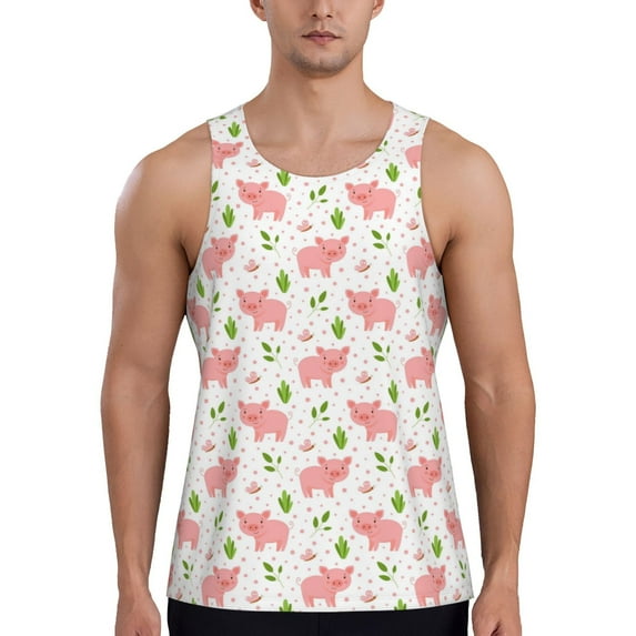 Lsque Funny Little Pigs Pattern Mens Tank Tops Muscle Athletic Quick Dry Sleeveless Workout Fitness T Shirts Beach Tank Top, Loose-fit Sleeveless Shirt for Men-X-Large