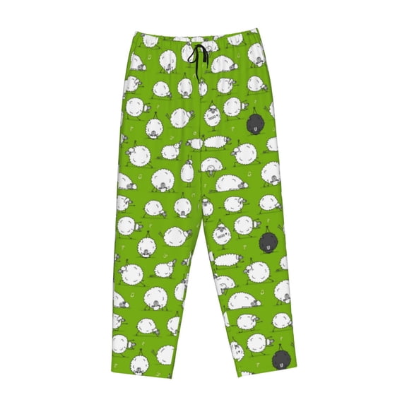 Lsque Funny Sheep Doing Yoga Print Women's Pajama Pants, Lounge Pant - Comfortable Home Wear,Elastic Waistband, Stylish Design-Large