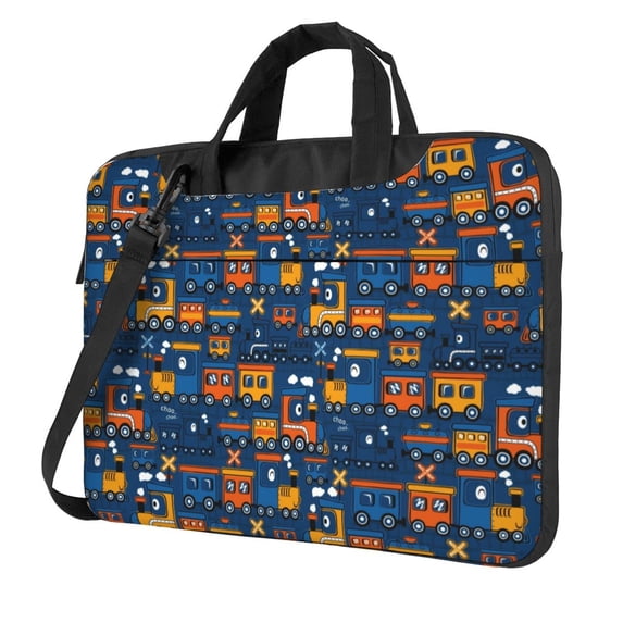 Lsque Funny Steam Train Pattern Laptop Bag – Portable & Slim Single-Shoulder Computer Case with Adjustable Strap, Protective, Lightweight for 13”/14”/15.6” Laptops