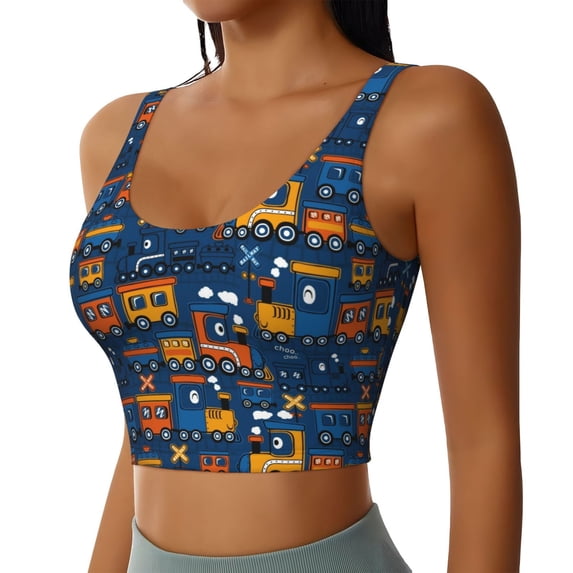 Lsque Funny Steam Train Printed Women'S Sports Bra, Compression, Moisture Wicking, High-Impact Sports Bra For Women,Supportive sports bra-Small
