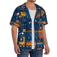 thumbnail image 1 of Lsque Funny Steam Train print Men's Cuban Collar Short Sleeve Shirt Summer Beachwear Casual Button Down Fashionable Vacation Leisure Shirt-Small, 1 of 7
