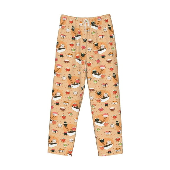 Lsque Funny Sushi Print Men's Pajama Pants, Lounge Pant - Comfortable Home Wear,Elastic Waistband, Stylish Design-Small