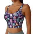 thumbnail image 1 of Lsque Funny colorful skull ghost Printed Women'S Sports Bra, Compression, Moisture Wicking, High-Impact Sports Bra For Women,Supportive sports bra-Medium, 1 of 9