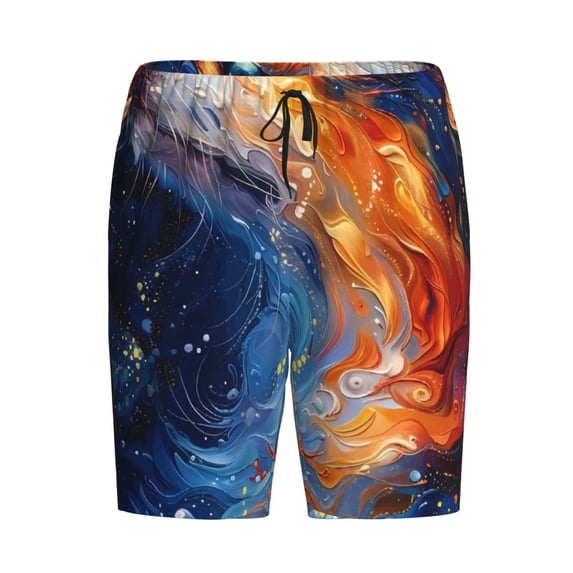 Lsque Galactic Dog Swirls Art Mens Sleep Pajama Shorts,Short Pajama Pants, Cotton Ultra-Soft Knit-Small