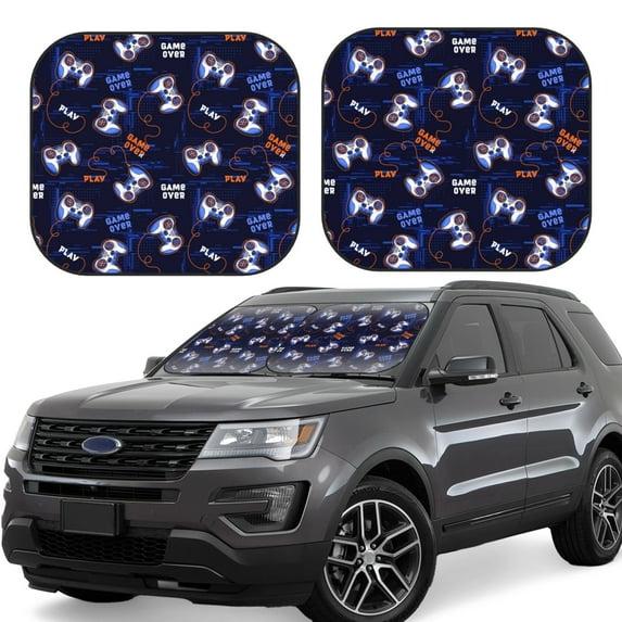 Lsque Game Pads 2 PCS Windshield Sun Shade | CarFoldable Window Covers | Car Accessories Reflect UV for Universal Cars SUV Truck | Large