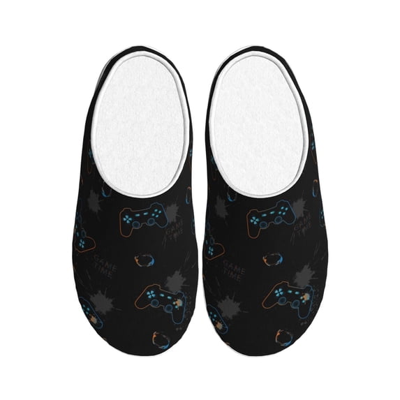 Lsque Game Time Pattern Womens Comfort Cotton on Scuff With Memory Foam and Anti-skid Sole Slipper-35/36