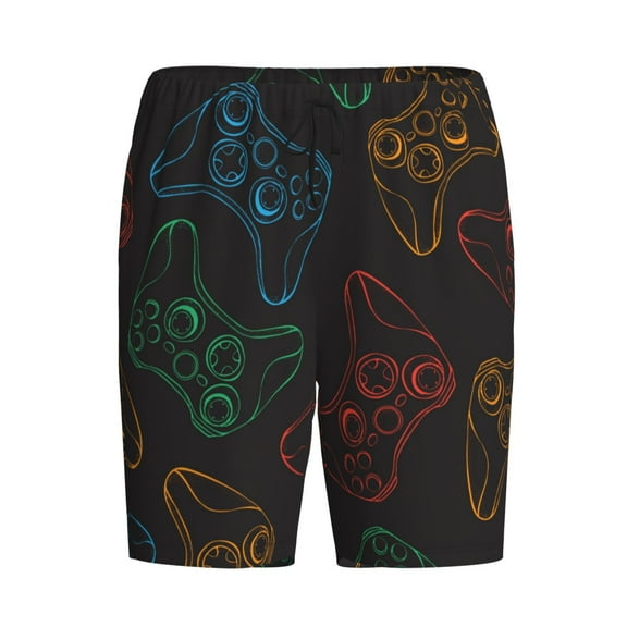 Lsque Gamepad Joystick Game Mens Sleep Pajama Shorts,Short Pajama Pants, Cotton Ultra-Soft Knit-Small