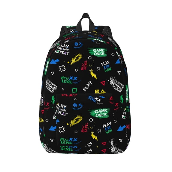 Lsque Gamepads Pattern Canvas Daypack, Durable Backpack, High-quality Versatile Backpack,Vintage Compact Backpack-Medium