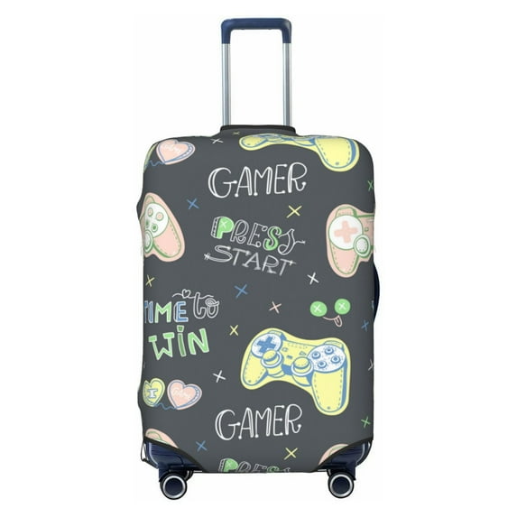 Lsque Gamers Printed Luggage Cover, Travel Luggage Protector,Scratch and Dirt Resistant, Fits 18-32 Inch Luggage - Small