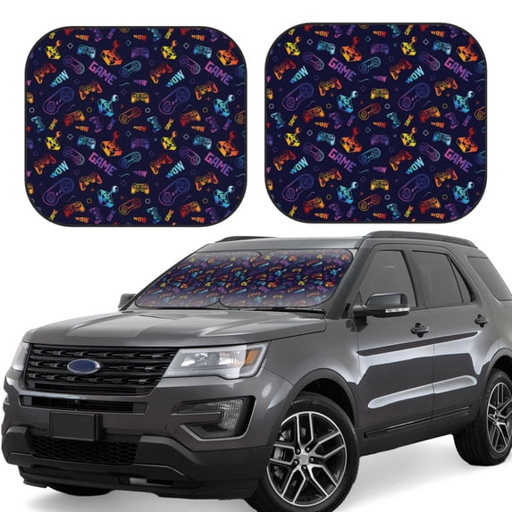 Lsque Games 2 PCS Windshield Sun Shade | CarFoldable Window Covers | Car Accessories Reflect UV for Universal Cars SUV Truck | Large