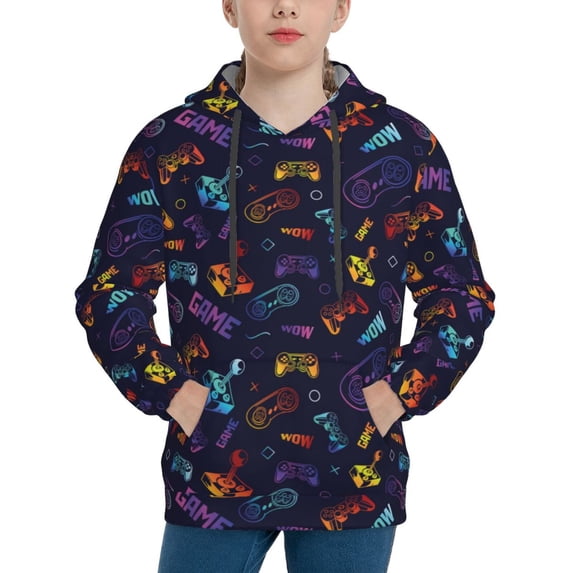 Lsque Games Patten Youth Hoodie Sweatshirt Pullover with Kangaroo Pocket Boys and Girls Hoodie Warm Hoodie for Kids-Small