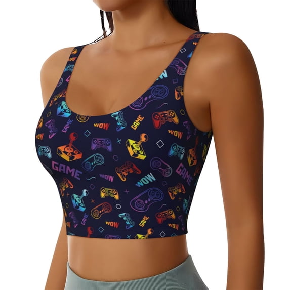 Lsque Games Printed Women'S Sports Bra, Compression, Moisture Wicking, High-Impact Sports Bra For Women,Supportive sports bra-XX-Large