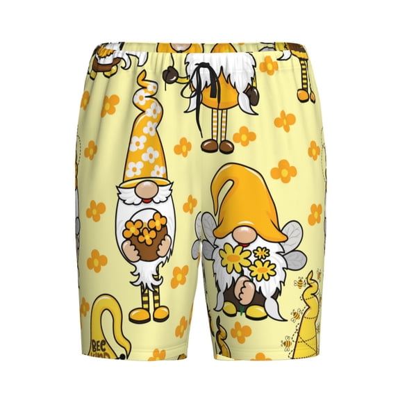 Lsque Garden Honeybee Gnomes Mens Sleep Pajama Shorts,Short Pajama Pants, Cotton Ultra-Soft Knit-Large