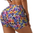 thumbnail image 1 of Lsque The Garden Tricolor Pansy Flower Pattern High Waisted Biker Shorts for Women-Tummy Control Fitness Athletic Workout Running Yoga Gym Shorts,Moisture-Wicking-X-Large, 1 of 9