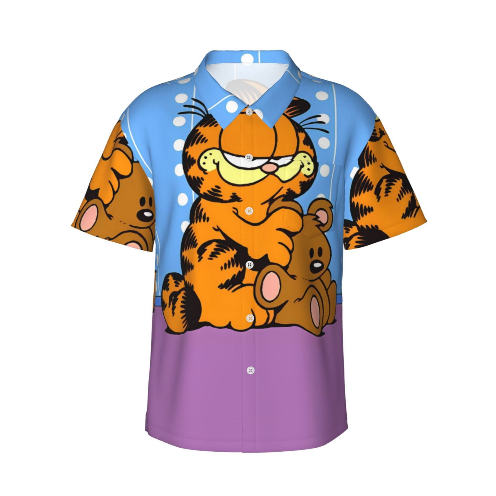 Lsque Garfield Pattern Hawaiian Shirt for Men Unisex Summer Beach