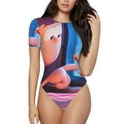 Lsque Garfield Women's Crew Neck Short Sleeve Bodysuit Basic T Shirts Tops Onesie Adult Cute Pajama-Small