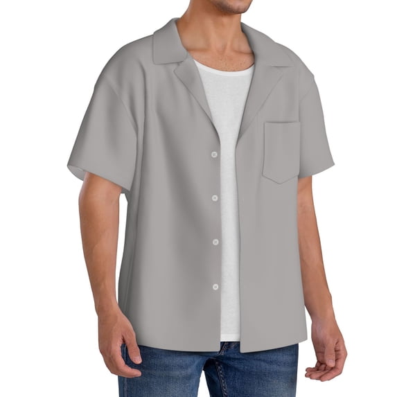 Lsque Gary print Men's Cuban Collar Short Sleeve Shirt Summer Beachwear Casual Button Down Fashionable Vacation Leisure Shirt-Large