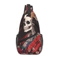thumbnail image 1 of Lsque Geisha Skeleton With Flowers Pattern Cross Chest Bag Diagonally – Premium Durable Front Chest Sling with Adjustable Padded Strap, High-Capacity Storage, 1 of 8