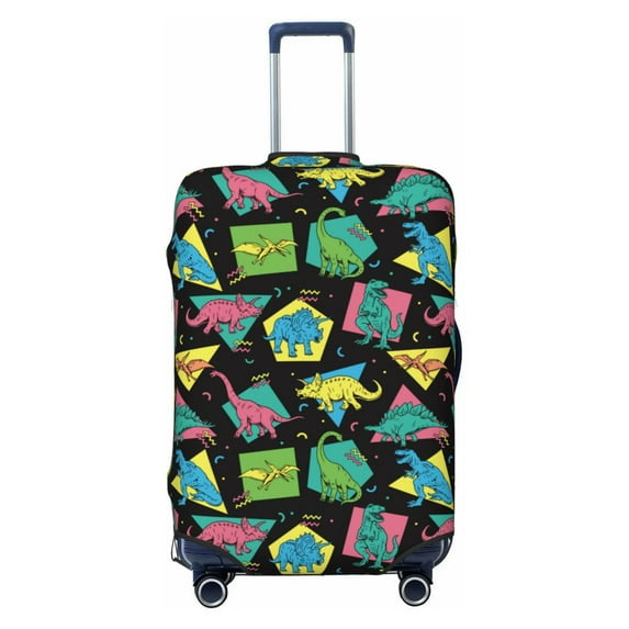 Lsque Geometric Dinosaur Printed Luggage Cover, Travel Luggage Protector,Scratch and Dirt Resistant, Fits 18-32 Inch Luggage - Large