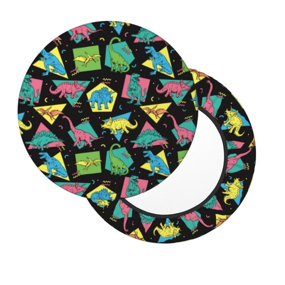 Lsque Geometric Dinosaur Round Bar chair cushion covers Velvet Fabric Premium Comfort Protects from Scratches and Stains for 14-17 Inch Chair- 13 inch