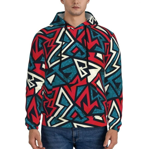 Lsque Geometric Elements Pattern Casual Men's Hoodie,Hooded Sweatshirt with Kangaroo Pocket,Pullover Hoodie-X-Large