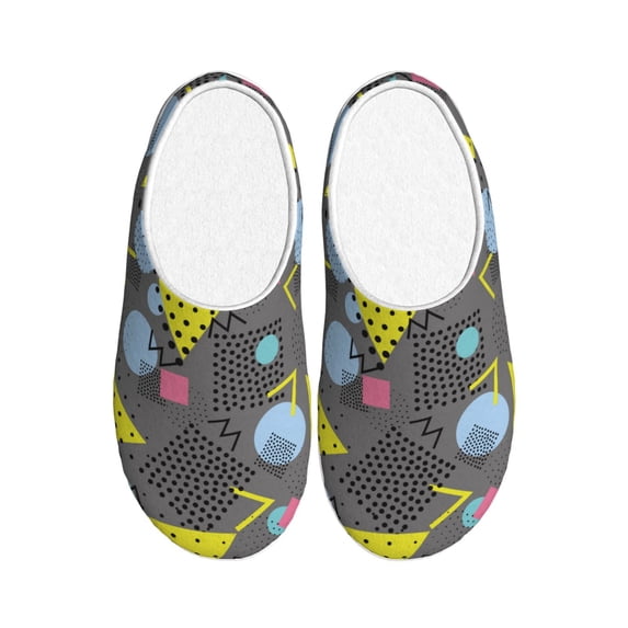 Lsque Geometric Pattern Womens Comfort Cotton on Scuff With Memory Foam and Anti-skid Sole Slipper-42/43