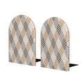 thumbnail image 1 of Lsque Geometric Printed Wood Bookends,Non-Skid Bookend for Shelves,Heavy Duty Support Bookends,Non-Slip Foam Pads for Office, Home, and Library,1 Pair, 1 of 8