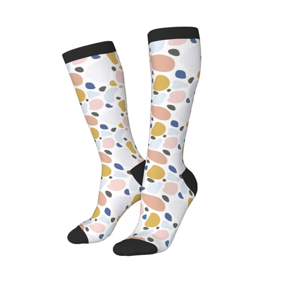 Lsque Geometric Spots Printed Crew Socks Men's Women's LightWeight Thin Casual Calf Socks ,Knee High Socks,Cotton Socks