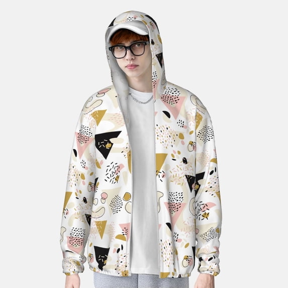 Lsque Geometric Triangle UPF 50+ Lightweight Sun Protection Men's Women's Long Sleeve Shirt, Hoodie Performance -3X-Large