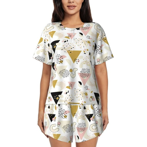 Lsque Geometric Triangle Women's Short-Sleeved Pajama Set - 2 Piece Soft and Lightweight Sleepwear Set-XX-Large